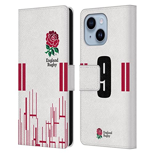 Étui portefeuille iPhone 14 Plus England Rugby cuir anti-choc et fonctionnel