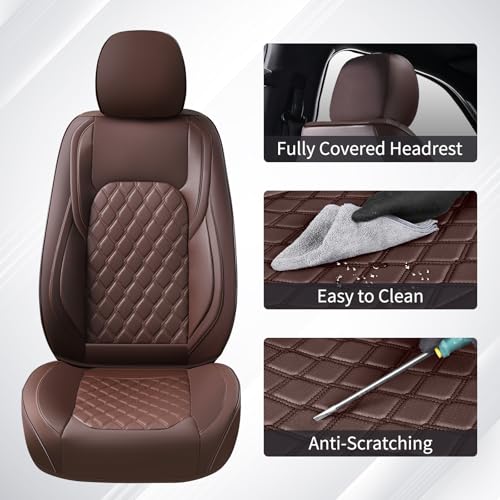 Image of Huidasource Tacoma Custom Seat Covers Fit for Toyota Tacoma 2016-2023 Double & Crew Cab SR SR5 Limited TRD Sport /Pro /Off Road, 360 Full-wrap Waterproof Car Seat Cushion Cover (Full Set /Coffee)