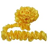 Yalulu 5 Yards 3D Pleated Chiffon Lace Trim Ribbon Fabric Applique Trimming Lace Ruffle Trim Craft Sewing Wedding Dress Decoration Accessories (Yellow)