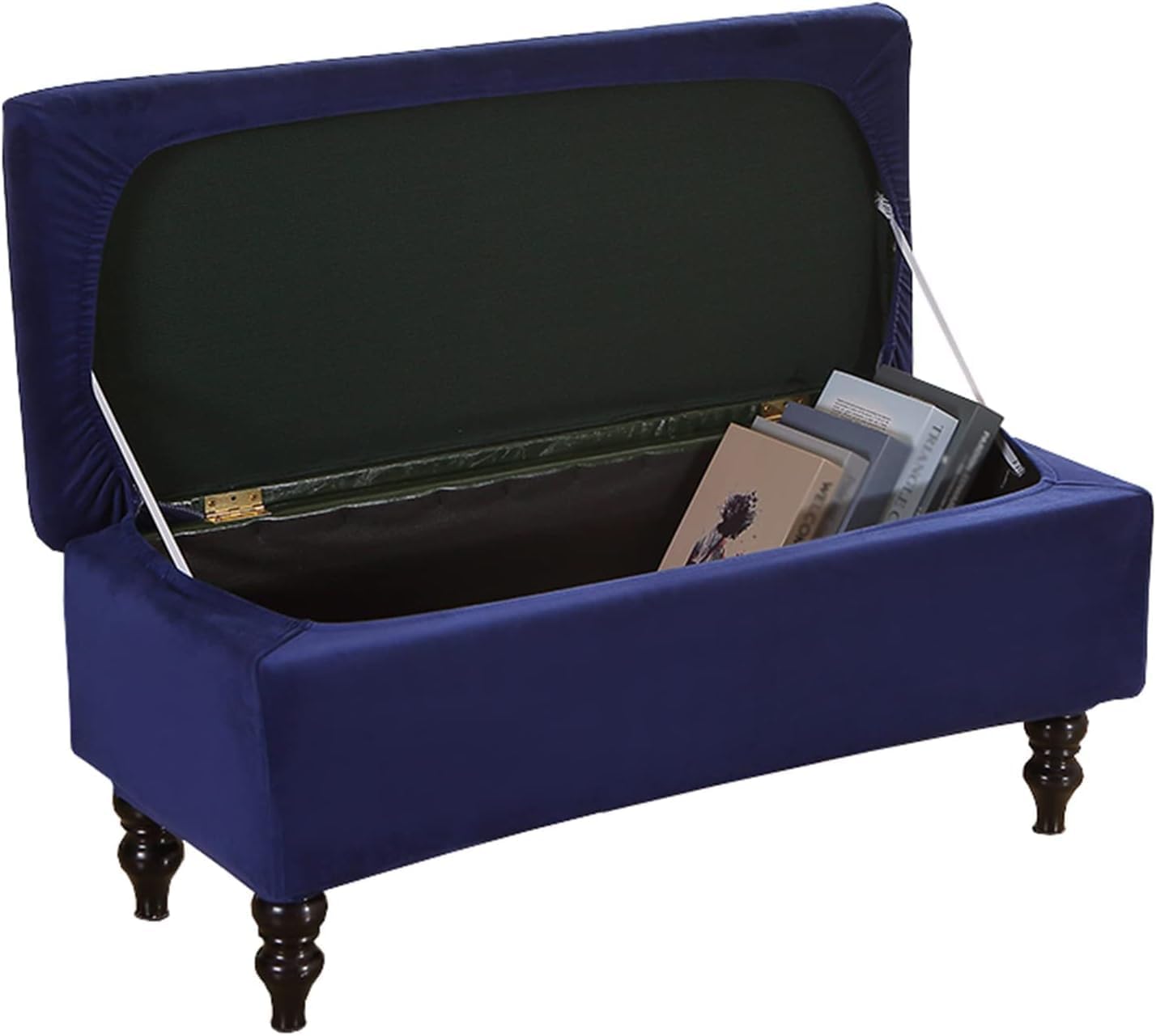 Konsilsa Rectangular Ottoman Slipcover for Storage Ottoman,Soft Velvet Cover,Footstool Protector with Elastic Bottom Removable and Machine Washable (Color : Brown, Size : Large)