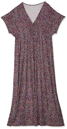 Amazon Essentials Vestido Entallado Largo (Talla Grande Disponible) Mujer, Negro Estampado de Confeti, XXL