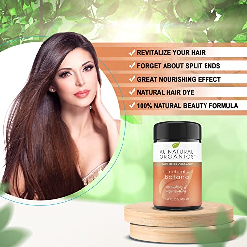 Au Natural Organics Batana Oil – From Honduras | Restores, Revives & Nourishes Damaged Hair & Scalp | Thickens Hair & Repairs Split Ends | Face & Body Skin Moisturizer | 3.4Oz/100Ml #TOP5