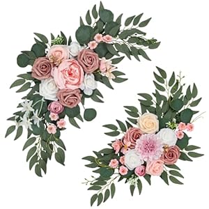 Wedding Arch Flowers Set of 2, Artificial Flowers for Decoration for Wedding Ceremony Backdrop, Wedding Floral Arrangement for Arch, Wedding Welcome Signs, Reception Decor (Dusty Rose)