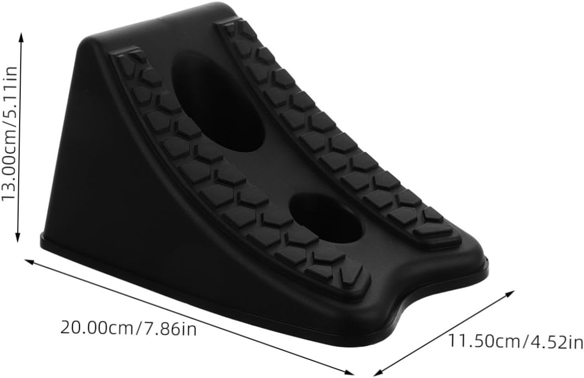 Black Plastic Wheel Chock with Textured Grip for Motorcycle Truck