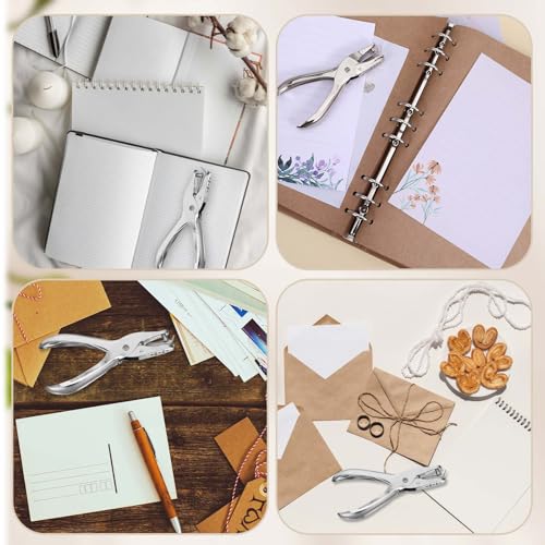 20 Pack 1 Hole Punch 1/4 Inch Single Hole Puncher Metal 5 Sheet Capacity Single Punch Set Back to School Silver Paper Punches for Greeting Cards Scrapbook Notebook Puncher Paper Hand Tool - Thumbnail 4