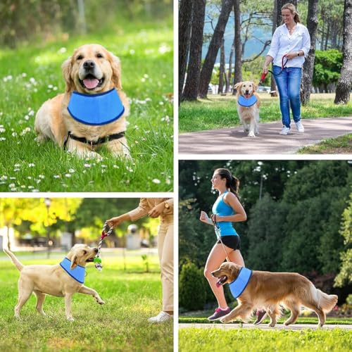 2 Stück Hund Kühlende Bandana, Verstellbare Atmungsaktive EIS-Halsband Schal für Sommer Hitze, Verhindert Überhitzung Sommer Unentbehrlich für Outdoor-Abenteuer(L)