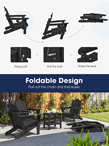 Kingyes Folding Ajustable Backrest Adirondack Chair, Black #TOP2