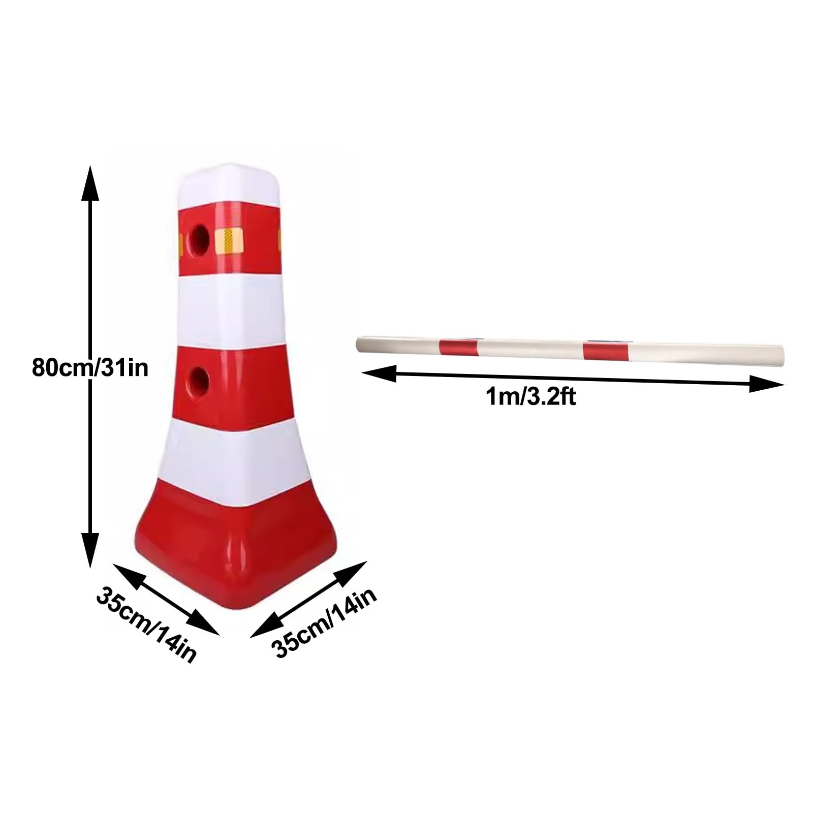 Paletti per Recinzione, Birilli stradali, Paletti delimitazione, Dissuasore parcheggio, per Cantieri edili/passerelle(Red)