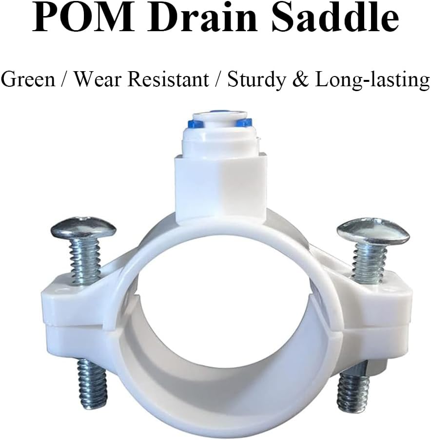 Pack of 2 Drain Saddle Valves, Water Filters, Saddle Clamp with 1/4" Quick Adapter for RO Systems and Water Filters