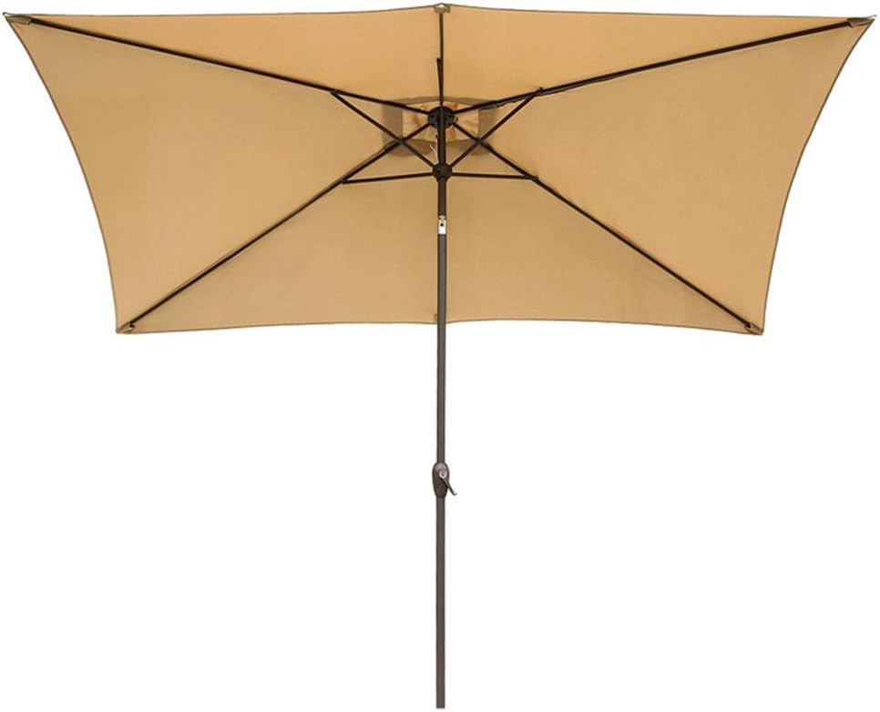 LSLYTQ Patio Umbrella OutdoorTerrace Parasol Balcony Sun Shade Umbrella |Rectangular Parasol/Hand Crank/Tiltable, for Garden/Beach/Market/Coffee Table/Pool - without Base (Beige) good