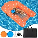 Halloscume Dog Inflatable Boat Ramp with Electric Pump Foldable Floating Dock Water Ramp with Traction Rope and Flying Discs for Dog to 220 Lbs Pool, Dock, Lake