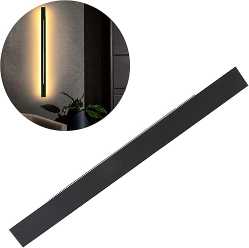 Miniatura 4 de Lámpara de pared de tira larga para exteriores, IP43 moderna lámpara de pared rectangular nórdica para interiores, para dormitorio, sala de estar,