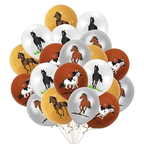 VIKY® Pferde Geburtstagsdeko Luftballon, 20 Stück Pferde Deko Kindergeburtstag Luftballons, Lustige Braun Pferd Ballon Geburtstag Set,Geburtstagsdeko Junge Mädchen, Kinder Geburtstag Party Decoration