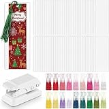 Fuyoooo 101 Pcs DIY Bookmark Making Kit Bookmark Laminating Pouches 5 Mil Hot Laminator Sleeves with Rainbow Tassels and Puncher Fit Most Pouch Laminating Machines (2.36 x 6.3 Inch)