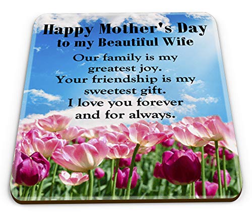 Sottobicchiere per tazza con scritta "Happy Mother's Day to My Beautiful Wife"
