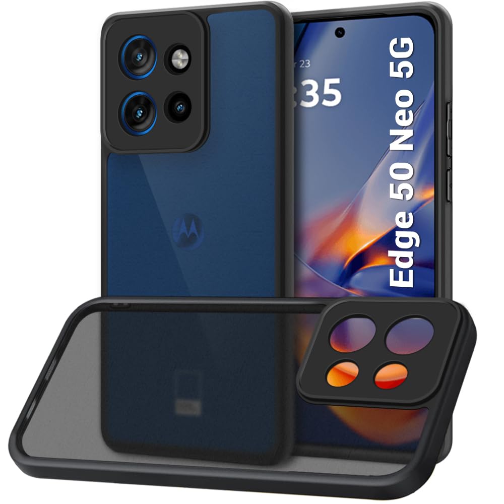 TheGiftKart Hybrid Shockproof Back Cover Case for Motorola Moto Edge 50 Neo 5G | Hard Back Cover Case for Moto Edge 50 Neo 5G (PC & TPU, Translucent Smoke Matte Back, Black Sides) (B0DGV5Y226) Amazon Price History, Amazon Price Tracker