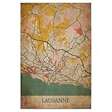 artboxONE Poster 45x30 cm Städte/Weitere Lausanne Retro 