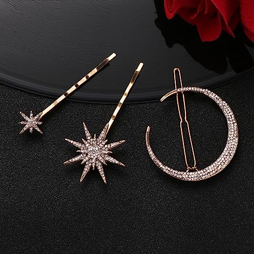 Beaupretty M908V54P9F1101B Stars And Moon Hair Accessories: 6 Pieces Rhinestone Metal Alloy Hair Clips thumb #2