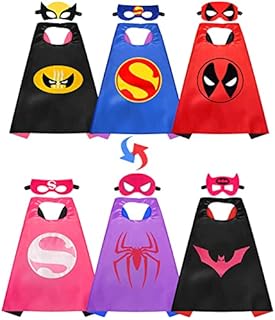 Sinoeem Superhero Capes for Kids,3pcs Double-sided Capes & 6 Masks Cosplay Set Children Toys Costumes Favours for Halloween Christmas Birthday Party Gifts for Boys & Girls 3-10 Years