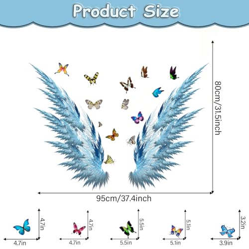 Vinilo Decorativo Alas de Ángel Azul y Mariposas miniatura 4