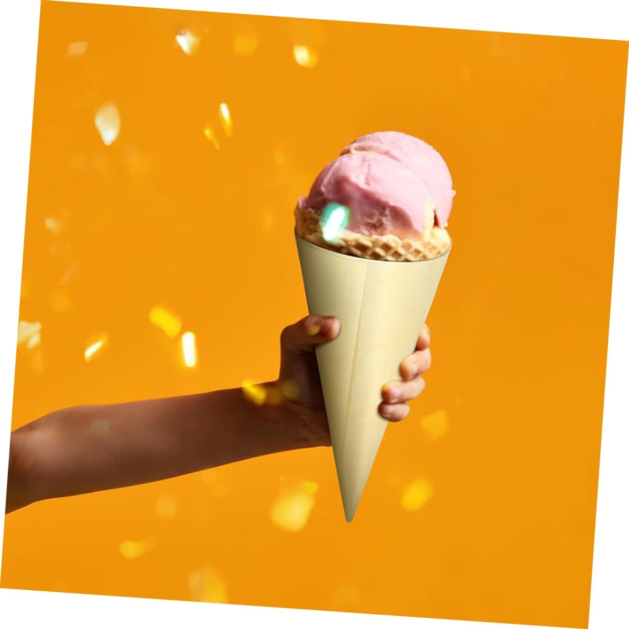 200pcs Versatile Disposable Wood Ice Cones Food Cones for Ice Cream Bulk Waffle