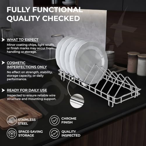 Image of Plantex Plate Stand for Kitchen Cabinet /Dish Organizer with Minor Surface Marks from Transit, Fully Quality Checked /10 Slot Plate Rack Holder (Slot - 10, Pack of 1)