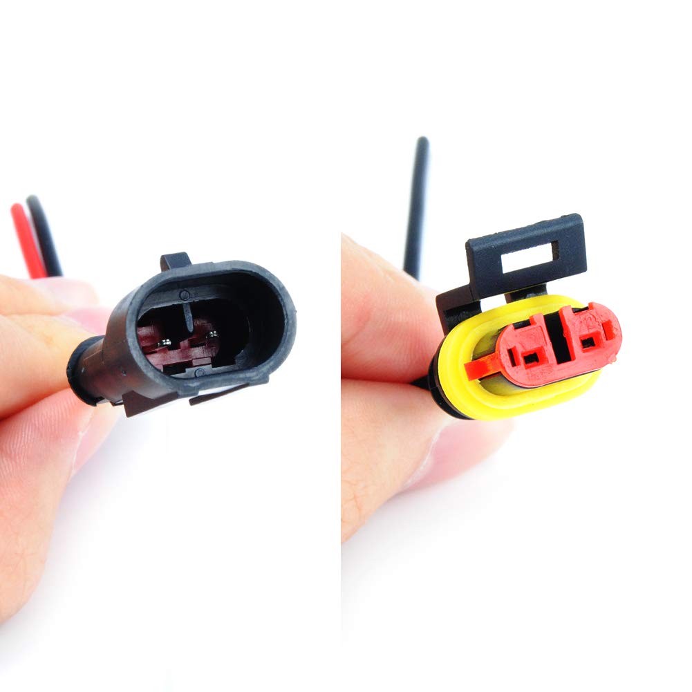 MUYI 2 Pin Way Car Waterproof Electrical Connectors with Wire 18 AWG Marine Plug Connector Pack of 10
