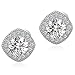 Fashion Crystal Earrings 18K White Gold Plated Square Cz Stud Earrings Set for Women