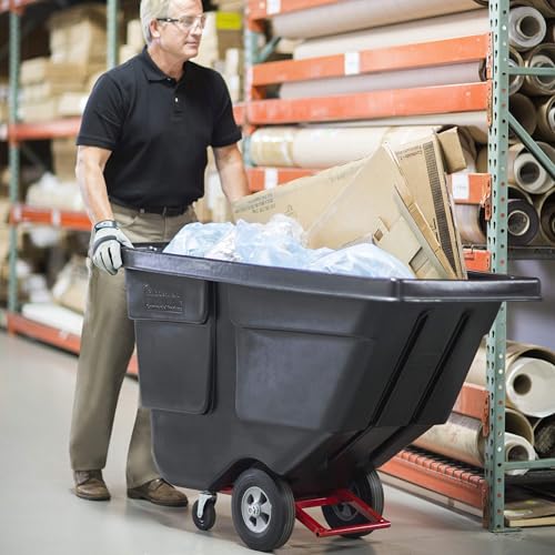 Rubbermaid Commercial Products Tilt Dump Truck/Trash Cart/Garbage Collection/Recycling, 1/2 Cubic Yard, Waste Collection, 1250 lbs capacity, Black, for Office/Warehouse/Facility Management by Rubbermaid Commercial Products - Image 8