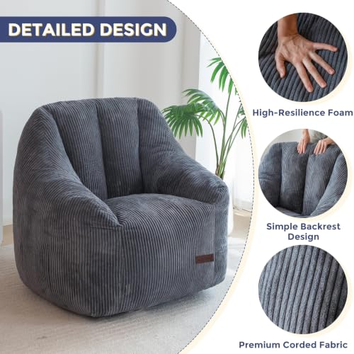 Image of MAXYOYO Bean Bag Chair for Adults, Foam-Filled Floor Sofa for Reading