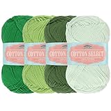 Cotton Select Sport Weight Yarn Color Palette Pack - 100% Fine Cotton - Shades of Green - 4 Skeins