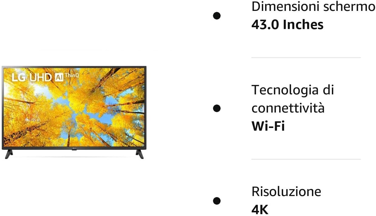 LG UHD 43UQ75003LF TV 109.2 cm (43) 4K Ultra HD Smart TV Wi-Fi Black