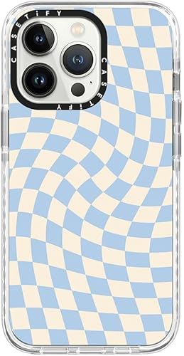 CASETiFY Impact - Funda para iPhone 13 Pro protección contra caídas de 6.6 piescompatible con Magsafe  Check II  Baby Blue Twist  Clear Frost