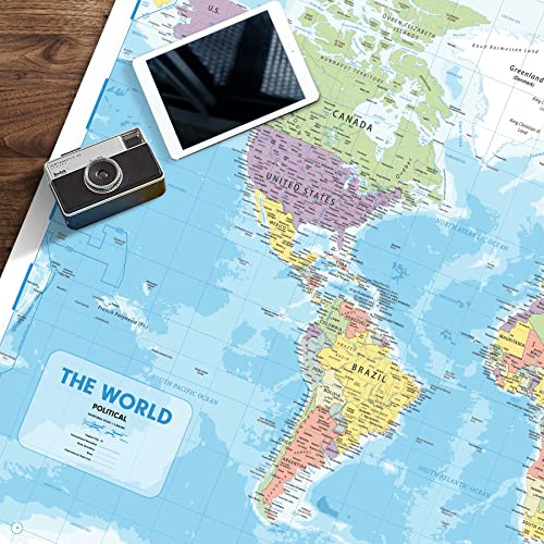 Hambli World Map For Wall – 37” X 26” Large Map Of The World Poster - World Map Wall Art For Classroom, Kids & Travel #TOP2