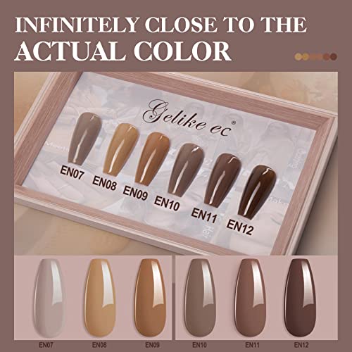Gelike Ec Fall Gel Nail Polish Set，Popular Neutral Nude Brown Nail Lacquer Uv Soak Off Gel Non-Toxic Cured Required Nail Art Diy Salon Manicure At Home #TOP4