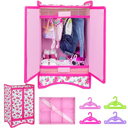 UNICORN ELEMENT American 18 Inch Girl Doll Accessories Wardrobe Closet Set Including Wardrobe Storage Box Hangers-Gift for Your Child