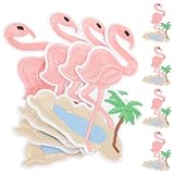 FOMIYES 10 Stück Gestickte Flamingo Aufnäher zum Aufnähen Kleine Kleidungsflicken aus Stoff in Pink Selbstgemacht Applikationen für Kleidung Taschen und Hüte