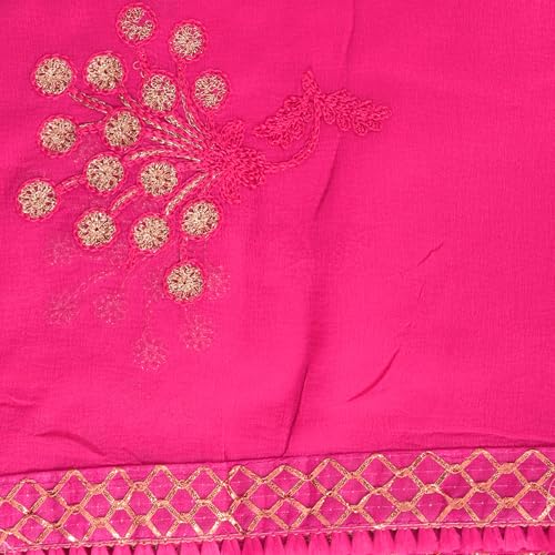 Image of YOUTHQUAKE Heavy Embroidered Work Chiffon Dupatta for Womens & Girls With Fancy Lace