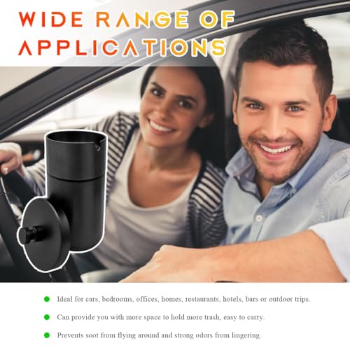 Image of DXNQ Car Ashtray with Lid, Windproof Smokeless Stainless Steel Ash Tray Butt Bucket, Detachable Self Extinguished Ashtray for Car Cup Holder Home Office Travel, Car Accessories (Black)