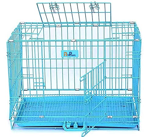 RvPaws 30 inch Iron and Plastic Cage with Removable Tray for Small Pets, Dogs, Cats and Rabbits (Blue) (B09ZQSH7MG) Amazon Price History, Amazon Price Tracker