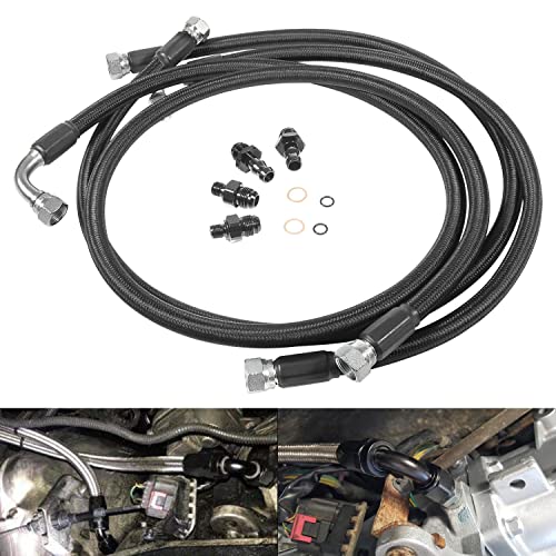48RE Transmission Cooler Hoses Lines Kit Heavy Duty Steel Braided Lines for Dodge Ram 2500/3500 Cummins 5.9L with 48RE Transmission 2003-2007