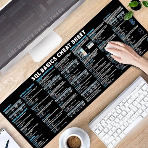 Image of SQL Cheat Sheet Desk Mat for Database Administrators, Analysts, and Programmers, Quick Key, Large Anti-Slip Keyboard Pad Mouse Mat KMH