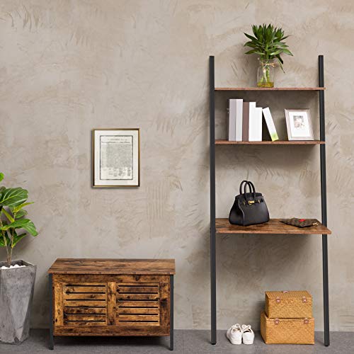HOOBRO Ladder Computer Desk, Small Home Office Writing Desk with Bookshelf, Industrial Ladder Shelf, Sturdy Metal Frame, Space-Saving Workstation, Easy Assembly, Rustic Brown BF72DN01