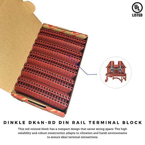 Dinkle Red Dk4N-Rd Din Rail Terminal Block Screw Type Ul 600V 30A 10-22Awg, Pack Of 100 #TOP2