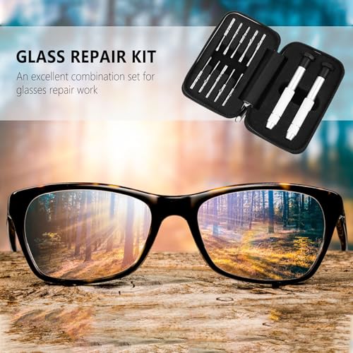 Kit de reparación de gafas portátil para arreglar monturas flojas con destornilladores 4