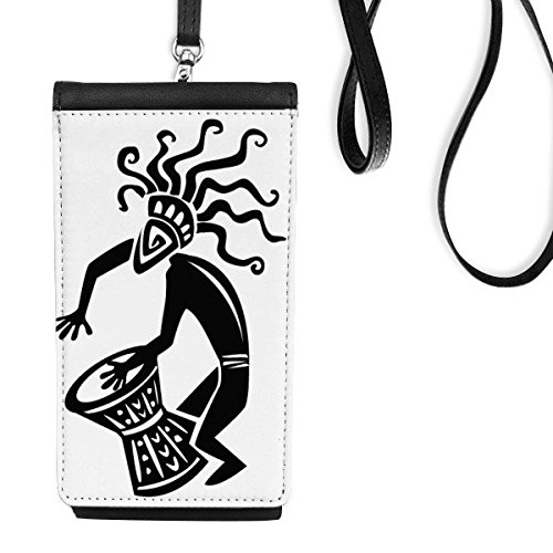 Sac téléphone Egypte antique pochette bandoulière en similicuir noir style silhouette