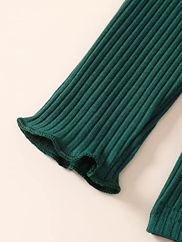 Toddler Baby Girls Christmas Two Piece Skirt Set Long Sleeve Knitted Tops With Plaid Suspender Skirt Fall Outfits (Christmas Green, 4-5 Years) #TOP5