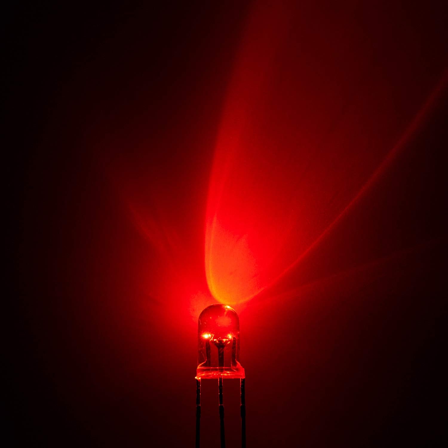 A bag of 100 CHANZON 5mm Red & Green LED Diode Lights, with one LED shown separately and two illuminated LEDs (red and green) at the bottom right.