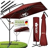 tillvex® Alu Sonnenschirm Rechteckig Ø 330 cm + Abdeckung mit Kurbel...