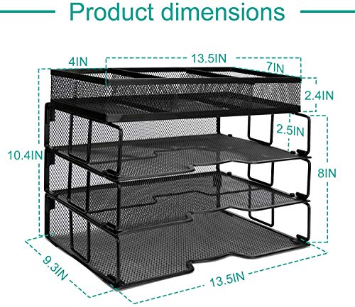 Reliatronic Mesh Office Desk Organizer, Stackable File Letter Tray Organizer Perfect For Home Office, Black #TOP5
